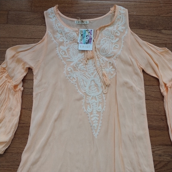 Exist Apricot Boho Cold Shoulder Beach Coverup S - Picture 4 of 12